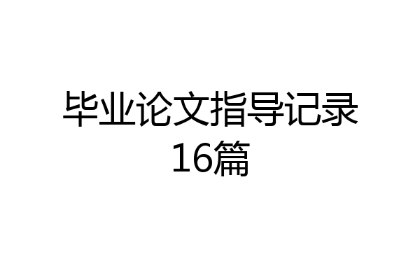 毕业论文指导记录16篇