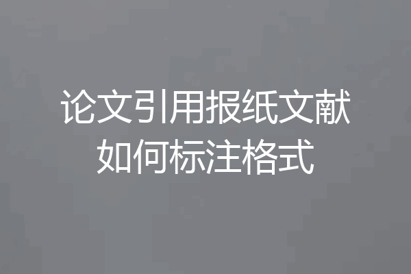 论文引用报纸文献如何标注格式