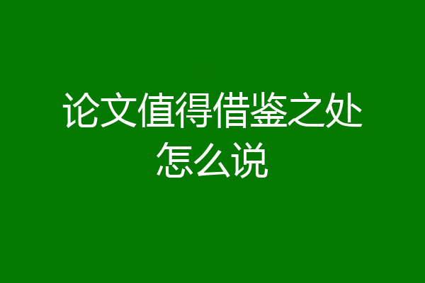 论文值得借鉴之处怎么说