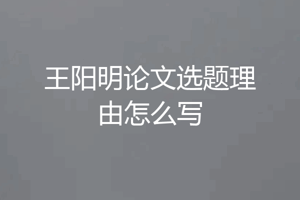 王阳明论文选题理由怎么写