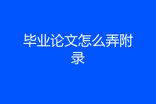 毕业论文怎么弄附录