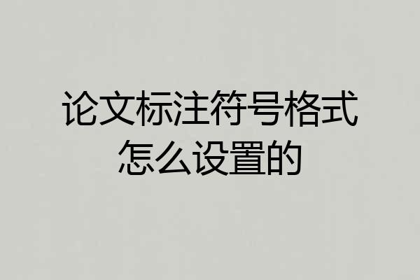 论文标注符号格式怎么设置的