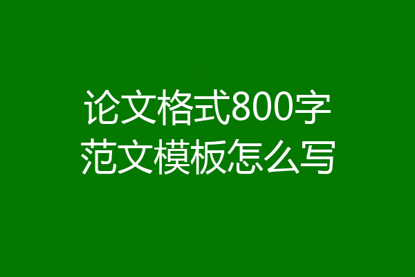 论文格式800字范文模板怎么写