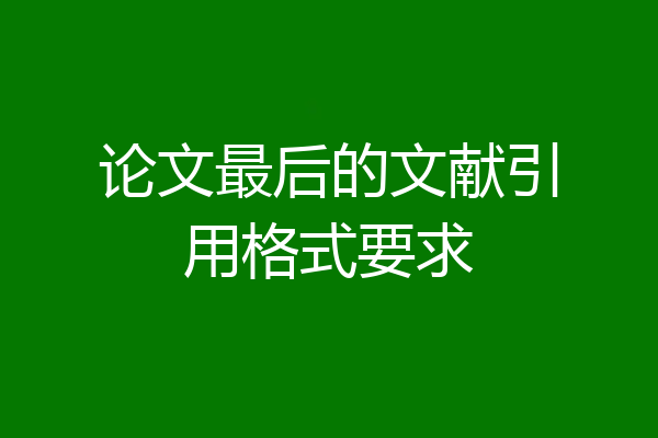 论文最后的文献引用格式要求