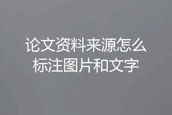 论文资料来源怎么标注图片和文字