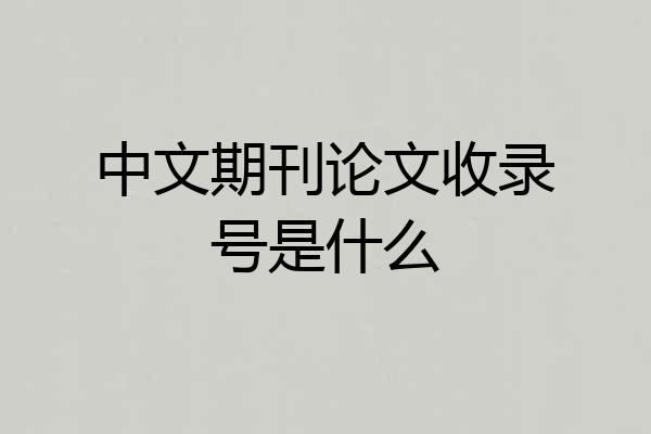 中文期刊论文收录号是什么