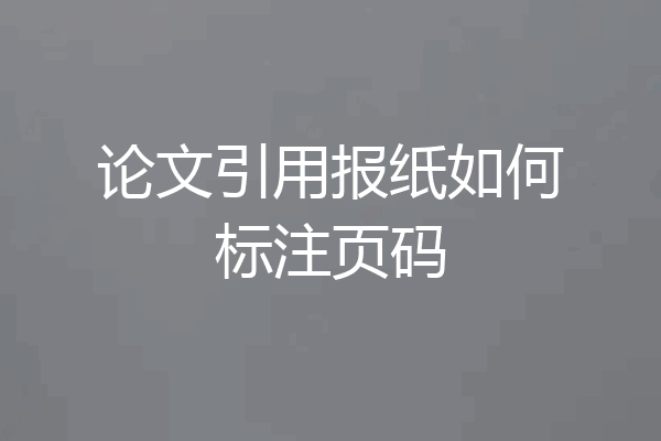 论文引用报纸如何标注页码