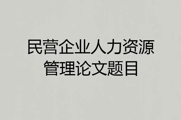 民营企业人力资源管理论文题目