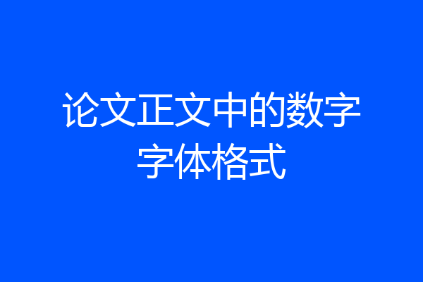 论文正文中的数字字体格式