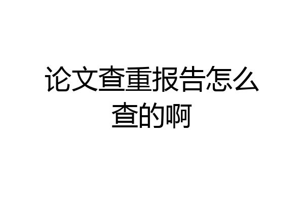 论文查重报告怎么查的啊