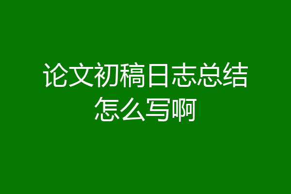 论文初稿日志总结怎么写啊