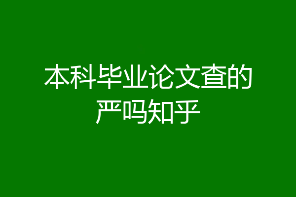 本科毕业论文查的严吗知乎