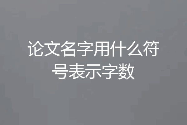 论文名字用什么符号表示字数