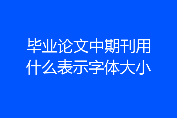 毕业论文中期刊用什么表示字体大小