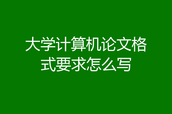 大学计算机论文格式要求怎么写