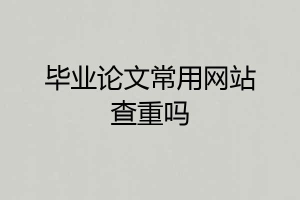 毕业论文常用网站查重吗