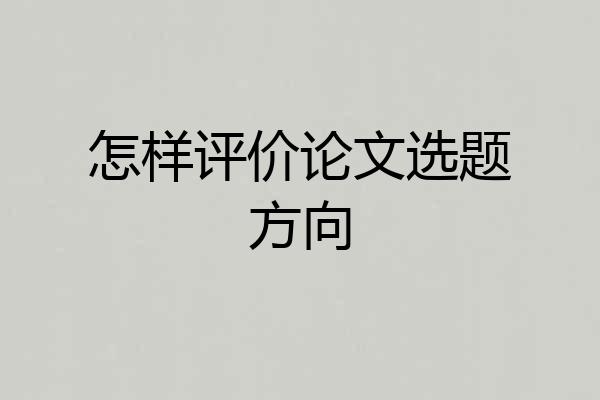 怎样评价论文选题方向