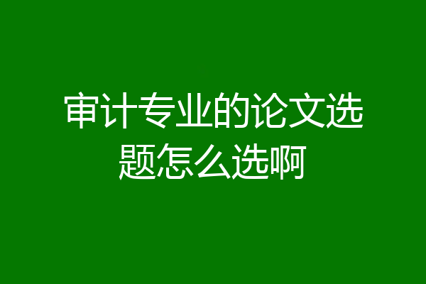 审计专业的论文选题怎么选啊