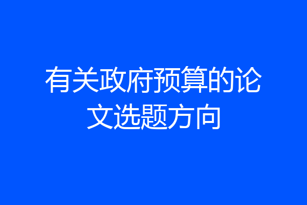 有关政府预算的论文选题方向