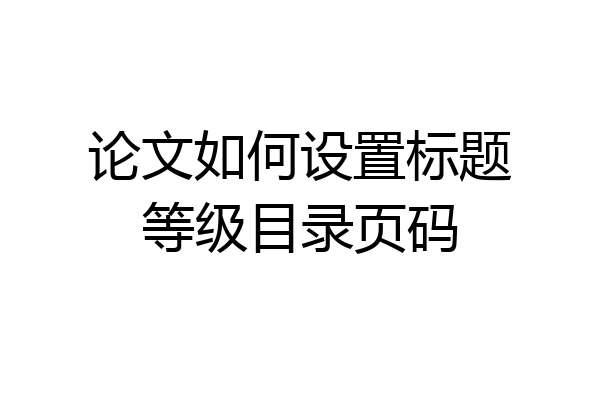 论文如何设置标题等级目录页码