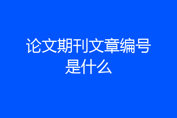 论文期刊文章编号是什么