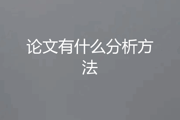 论文有什么分析方法