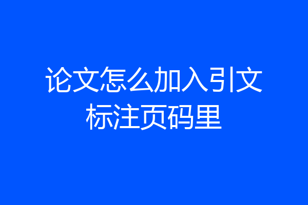 论文怎么加入引文标注页码里