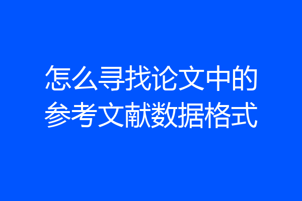 怎么寻找论文中的参考文献数据格式