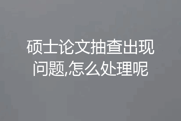 硕士论文抽查出现问题,怎么处理呢