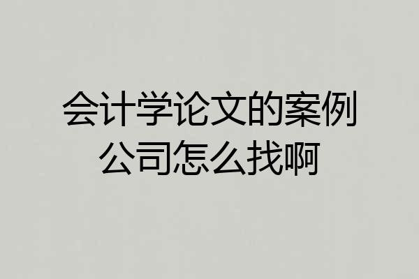 会计学论文的案例公司怎么找啊