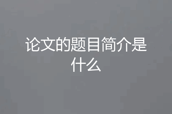 论文的题目简介是什么