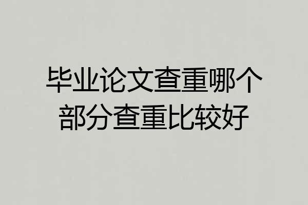 毕业论文查重哪个部分查重比较好