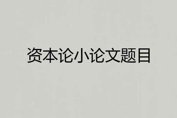 资本论小论文题目