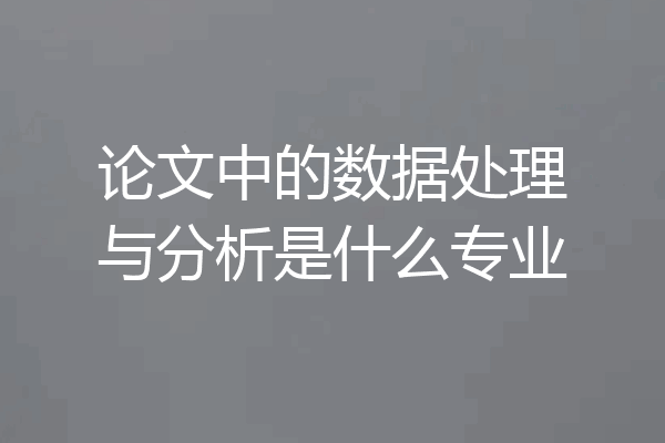 论文中的数据处理与分析是什么专业