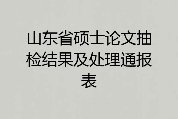 山东省硕士论文抽检结果及处理通报表