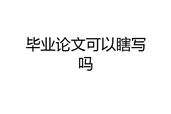 毕业论文可以瞎写吗