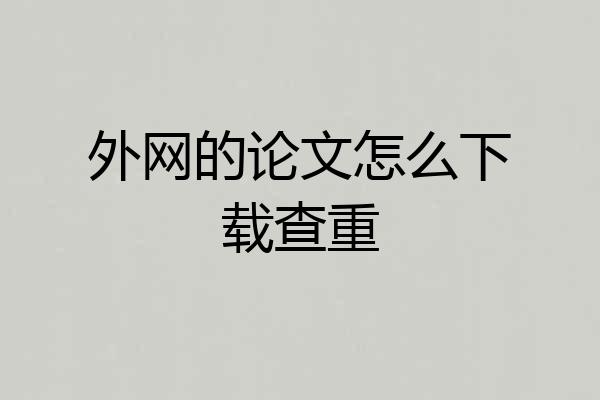外网的论文怎么下载查重