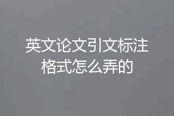 英文论文引文标注格式怎么弄的