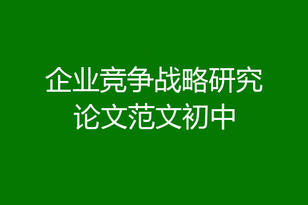 企业竞争战略研究论文范文初中