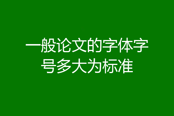 一般论文的字体字号多大为标准