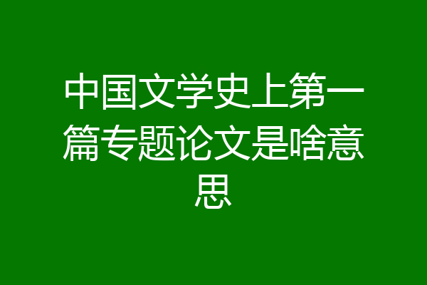 中国文学史上第一篇专题论文是啥意思