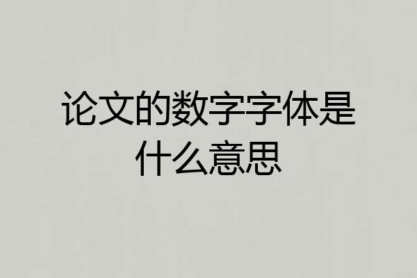 论文的数字字体是什么意思