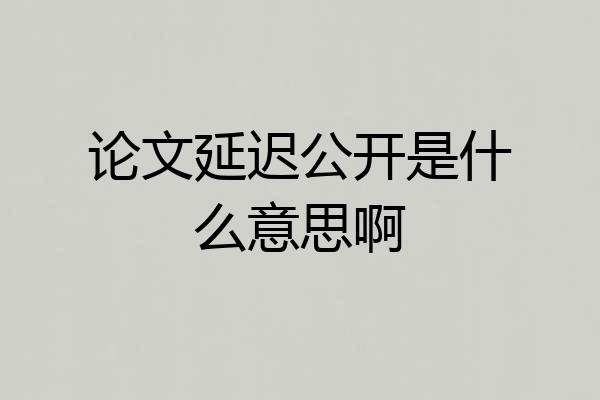 论文延迟公开是什么意思啊
