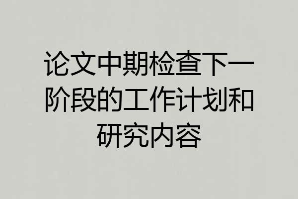 论文中期检查下一阶段的工作计划和研究内容