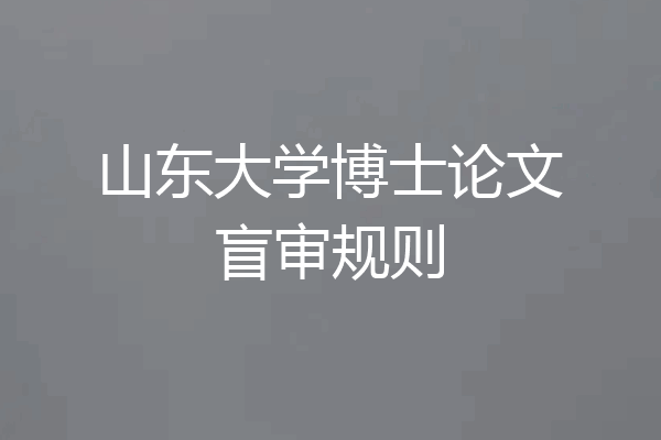 山东大学博士论文盲审规则