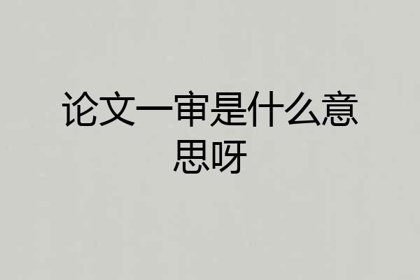 论文一审是什么意思呀