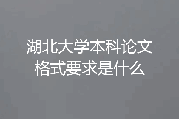 湖北大学本科论文格式要求是什么