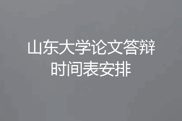 山东大学论文答辩时间表安排