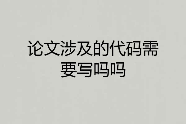 论文涉及的代码需要写吗吗
