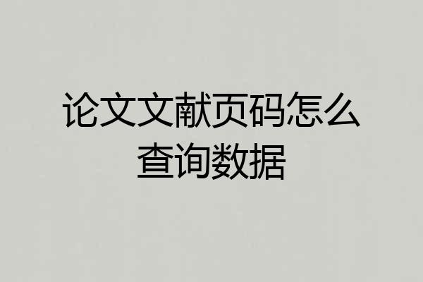 论文文献页码怎么查询数据